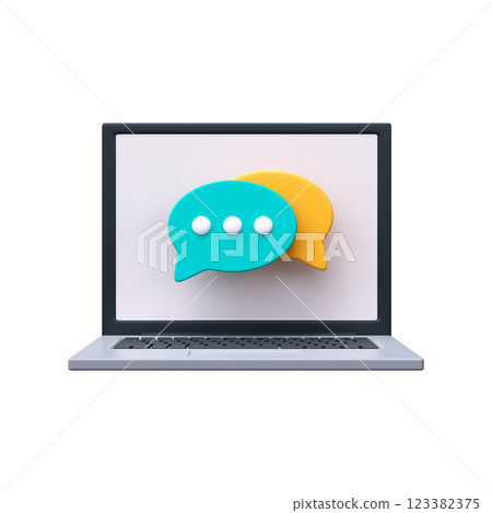 Chat icon on laptop in 3D style 123382375