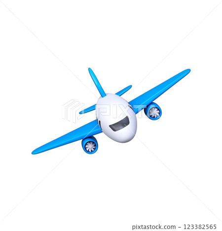 Passenger airplane symbol, front view. 3D airplane travel icon. Passenger airplane symbol, front view. 3D airplane travel icon. 123382565