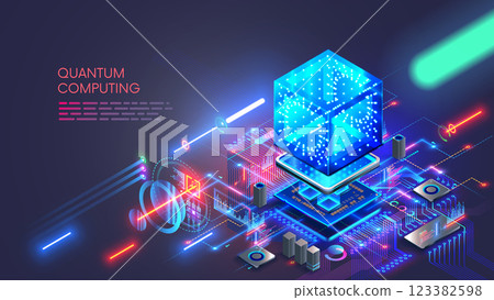 Quantum Computer Processor Background Quantum computing. Close up of optical cpu... - Stock Illustration ...
