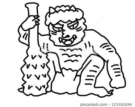 日本民間故事中桃太郎惡魔的插圖 123382694
