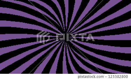 Hypnotic spiral pixel art. Swirl tunnel, black and purple, vector illustration in retro 8-bit video game style. 123382800
