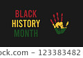 Black History Month. African American History.Card, background.Horizontal banner template design, poster with text. 123383482