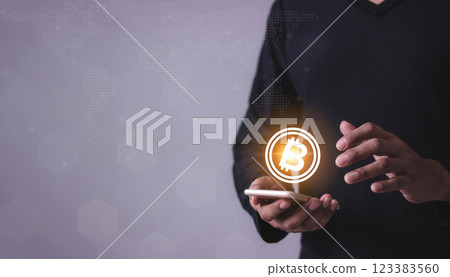 Young man hand using smartphone mobile to trade cryptocurrencies online, Young man hand using smartphone mobile to trade cryptocurrencies online, 123383560