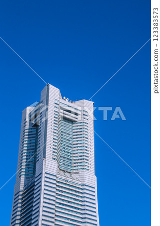 Yokohama cityscape in Japan February 26th... View of Yokohama Landmark Tower in front of Sakuragicho Station = Reiwa 7 123383573