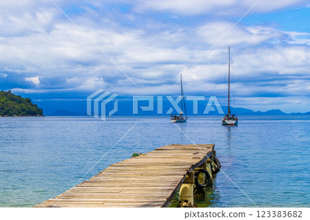 Mangrove and Pouso beach with jetty island Ilha Grande Brazil. Mangrove and Pouso beach with jetty island Ilha Grande Brazil. 123383682