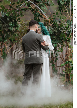 the first wedding dance of the bride and groom in the glade the first wedding dance of the bride and groom in the glade 123384159