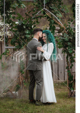 the first wedding dance of the bride and groom in the glade the first wedding dance of the bride and groom in the glade 123384162