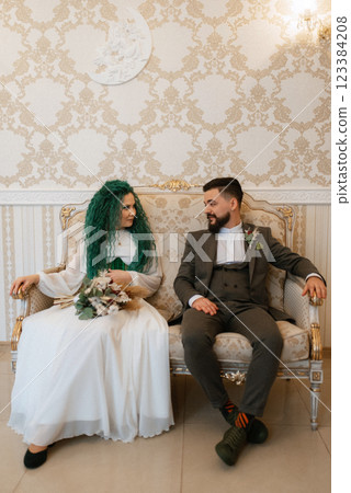 meeting of the bride and groom in the hotel meeting of the bride and groom in the hotel 123384208