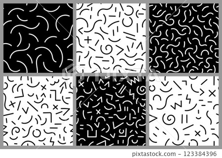 Abstract lines sign and symbols seamless pattern set ,vector design element Abstract lines sign and symbols seamless pattern set ,vector design element 123384396