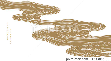 Japanese background with hand drawn line wave pattern vector. Abstract template with geometric curve pattern. Natural layout design in oriental style Japanese background with hand drawn line wave pattern vector. Abstract template with geometric curve pattern. Natural layout design in oriental style 123384538