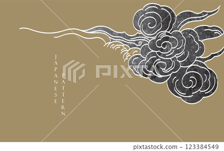 black brush stroke texture with Japanese chinses cloud pattern in vintage style. Abstract art landscape banner design with watercolor texture vector. black brush stroke texture with Japanese chinses cloud pattern in vintage style. Abstract art landscape banner design with watercolor texture vector. 123384549