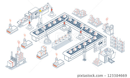 Autonomous Robots in Logistics. Streamlining product delivery from suppliers to customers through automated warehouse operations and forklifts. Autonomous Robots in Logistics. Streamlining product delivery from suppliers to customers through automated warehouse operations and forklifts. 123384669