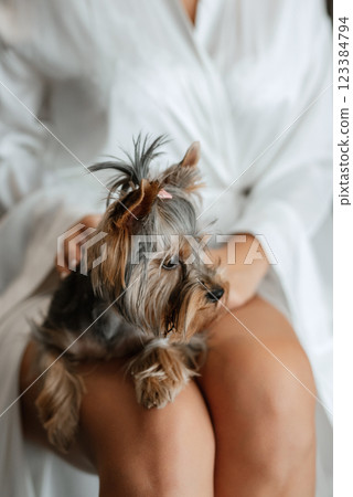 bride young girl in lingerie in the morning in the room bride young girl in lingerie in the morning in the room 123384794
