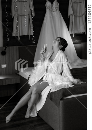 bride young girl in lingerie in the morning in the room bride young girl in lingerie in the morning in the room 123384812