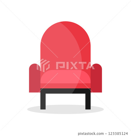 Cinema seat icon isolated on white background. Flat movie theater chair icon symbol. Vector illustration Cinema seat icon isolated on white background. Flat movie theater chair icon symbol. Vector illustration 123385124