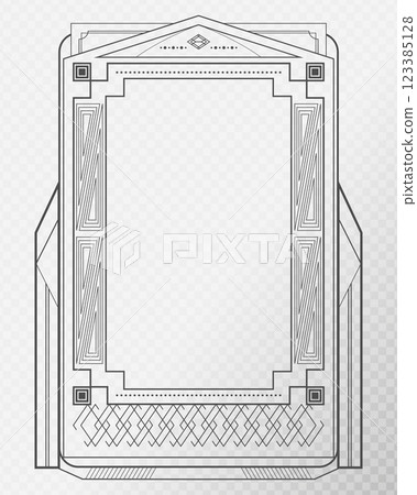 Vintage vertical Art Deco frame on transparent background. Vector illustration 123385128