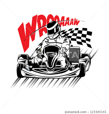 Go Kart racing vector illustration in colorful design, good for event logo, t shirt design and racing team logo 123385141