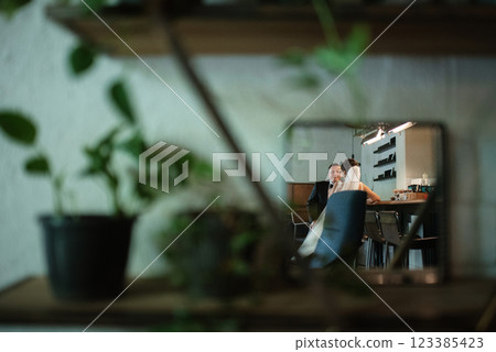 bride and groom inside a cocktail bar 123385423