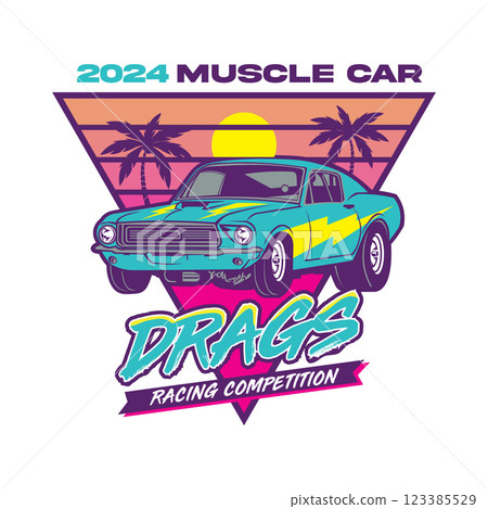 Drag Car Racing vector illustration, perfect for t shirt design and competition logo design Drag Car Racing vector illustration, perfect for t shirt design and competition logo design 123385529