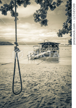 Mangrove and Pouso beach with swimming restaurant Ilha Grande Brazil. Mangrove and Pouso beach with swimming restaurant Ilha Grande Brazil. 123385599