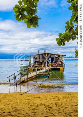 Mangrove and Pouso beach with swimming restaurant Ilha Grande Brazil. 123385600