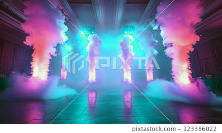 舞台設備產生的彩色煙霧 舞台設備產生的彩色煙霧 123386022