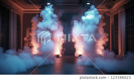 舞台設備產生的彩色煙霧 舞台設備產生的彩色煙霧 123386023