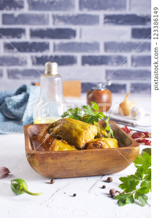 BAKED GARDEN STUFFED GREEN PEPPERS BAKED GARDEN STUFFED GREEN PEPPERS 123386149
