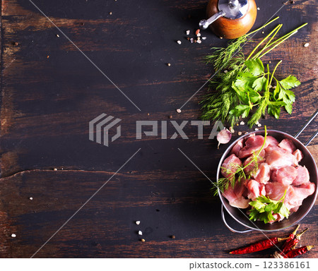 fresh meat, raw meat with aroma spice fresh meat, raw meat with aroma spice 123386161