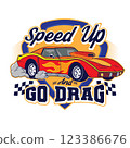 Drag Car Racing vector illustration, perfect for t shirt design and competition logo design 123386676