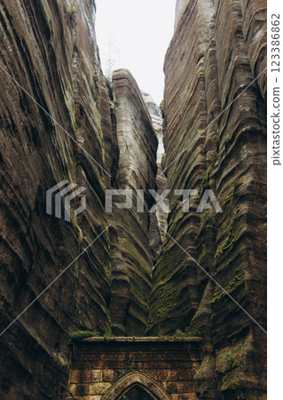 Rock city in Adrspach, Czech Republic. Texture of sandstone, The National park Adrspach Teplice rocks. High quality photo. Nature background Rock city in Adrspach, Czech Republic. Texture of sandstone, The National park Adrspach Teplice rocks. High quality photo. Nature background 123386862