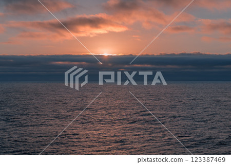 [Sunflower - Sunrise from the Furano bound for Tomakomai - Sky background and sky composite material] 123387469