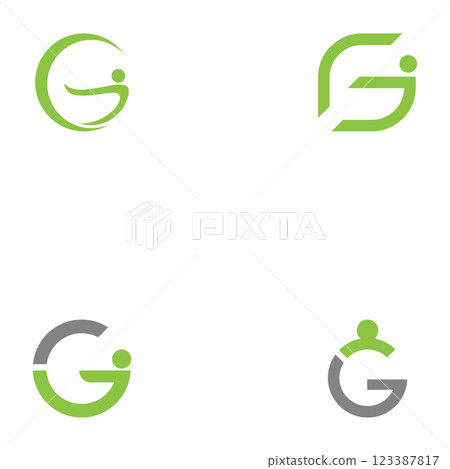 Green people health letter g logo Green people health letter g logo 123387817