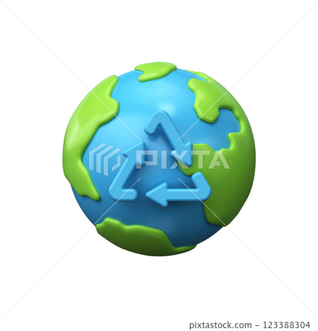 3d illustration of planet earth with a recycling sign. Environmental protection 3d illustration of planet earth with a recycling sign. Environmental protection 123388304
