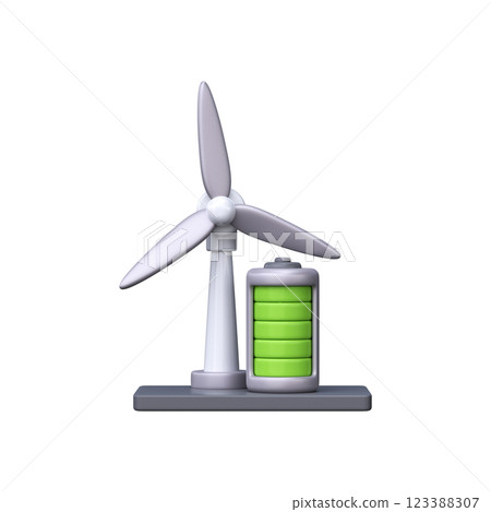 Wind turbine 3d icon. Symbol of clean and renewable energy 123388307