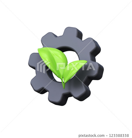 Gear with Leaf 3d Icon. Eco industry icon and ecological industry 123388338