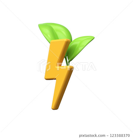 Eco Power Energy. 3d Sheet with lightning icon. Eco Power Energy. 3d Sheet with lightning icon. 123388370