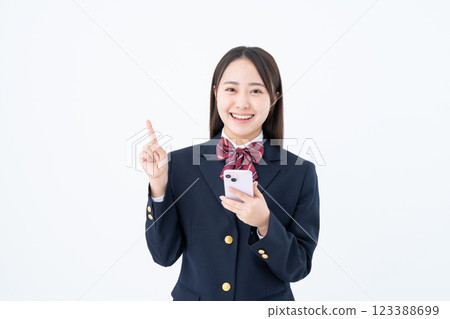 High school girl using smartphone 123388699