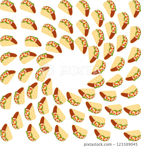 Meat and vegetables fill taco Circular Frame border Copy space Taco Day greeting Template concept Meat and vegetables fill taco Circular Frame border Copy space Taco Day greeting Template concept 123389045