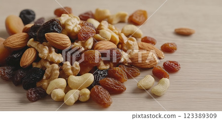 混合堅果和乾果的健康零食 123389309