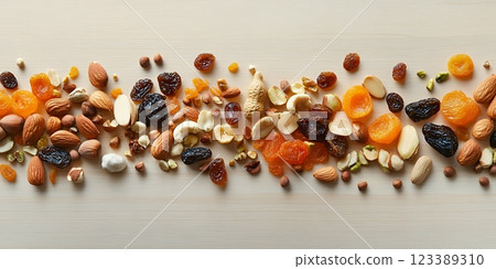 混合堅果和乾果的健康零食 123389310