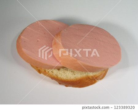 Sandwich with sausage close view background 123389320