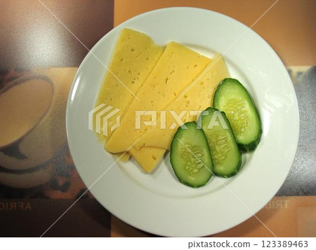 Fresh Cucumber Dish on Tableware Fresh Cucumber Dish on Tableware 123389463