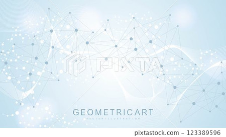 Digital abstract connection dots and lines. Network connection structure. Technology polygonal background. Plexus effect. Vector Illustration. 123389596
