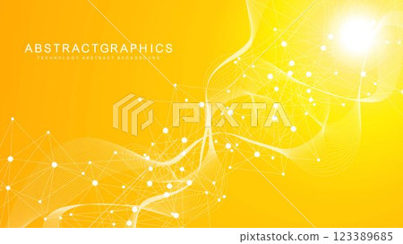 Geometric abstract background with connected line and dots. Structure molecule and communication. Big Data Visualization. Medical, technology, science background. Vector illustration. 123389685
