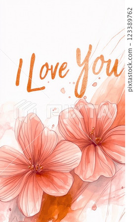 Floral greeting card and I love you text 123389762