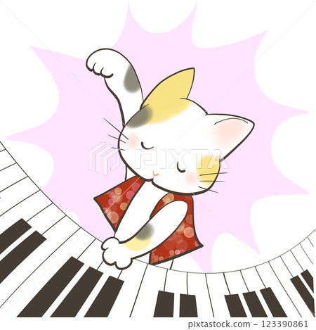 A cute illustration of a cat playing the piano A cute illustration of a cat playing the piano 123390861