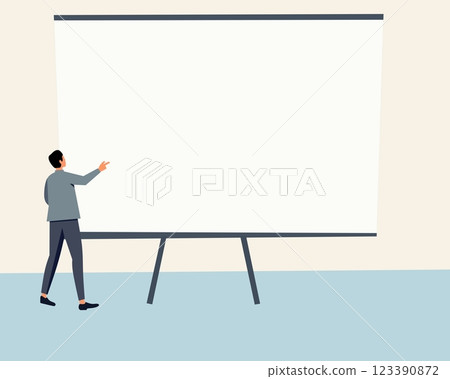 businessman standing on board with board businessman standing on board with board 123390872