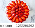 Strawberry tart with glossy fruit topping 123390892