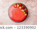 Strawberry glaze cake with fresh fruit topping 123390902